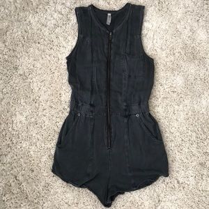 Sleeveless zip up romper